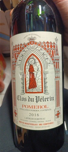 Bordeaux Pomerol Clos du Pèlerin 2016