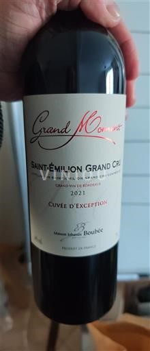 Vin Rouge sec Cuvée d'Exception Maison Johann Boubée 2021 France Bordeaux Saint-Émilion Grand Cru AOC Grand Cru