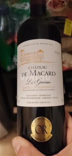 Bordeaux Bordeaux supérieur Château Macard La Garenne 2019