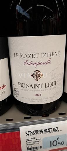 Languedoque Pic-saint-loup Le Mazet Irène Intemporelle 2024