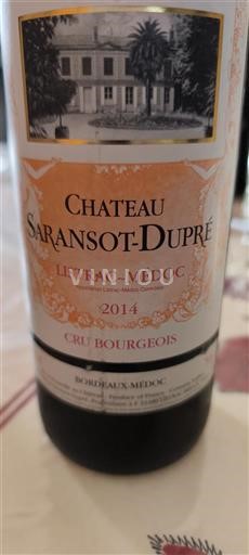 Bordeaux Listrac-Médoc Cru Bourgeois Château Saransot-Dupré 2014
