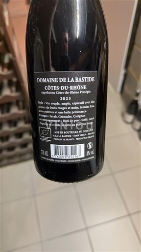 Thung lũng Rhône Côtes-du-rhône Domaine La Bastide 2023