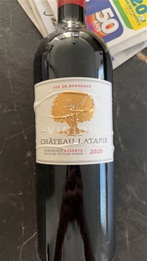 Bordeaux Château Latapie Bordeaux Réserve Élevé en Fûts de Chêne 2020