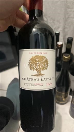 Bordeaux Château Latapie Bordeaux Réserve Élevé en Fûts de Chêne 2020