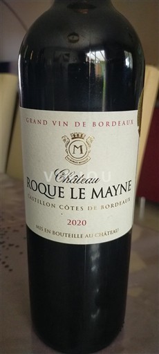 Bordeaux Castillon Côtes de Bordeaux Château Roque Le Mayne 2020