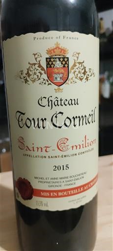 Bordeaux Saint-Émilion Château Tour Cormeil 2015