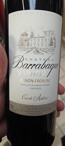 Bordeaux Canon-Fronsac Château Barrabaque Andron 2022