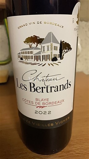 Bordeaux Blaye Côtes de Bordeaux Château Les Bertrands Vieilles Vignes 2022