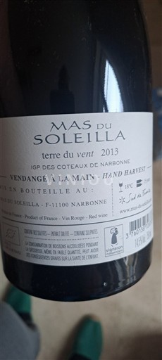 Languedoc và Roussillon Coteaux de Narbonne Mas du Soleilla terre du vent 2013