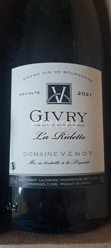 Bourgondië Givry Domaine Venot La Ridelle 2021