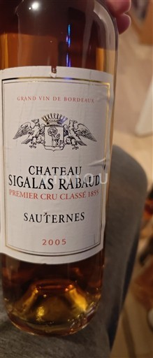 Bordeaux Sauternes Premier Cru Château Sigalas Rabaud 2005