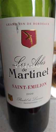 Bordeaux Saint-Émilion Les Ailes de Martinet 2020