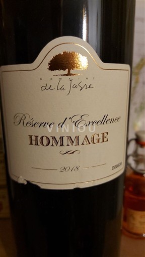 Languedoc ja Roussillon Pays d'Oc Domaine La Jasse Réserve d'Excellence Hommage 2018