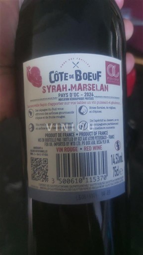 Languedoc và Roussillon Vùng đất Oc Côte de Boeuf Syrah-Marselan 2024