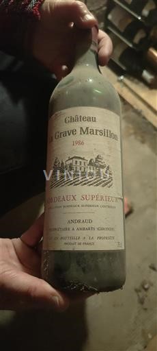 Bordeaux Bordeaux Supérieur Château La Grave Marsillon 1986