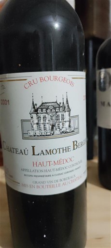 Bordeaux Haut-Médoc Cru Bourgeois Château Lamothe Bergeron 2001