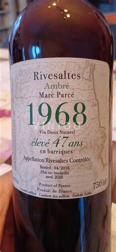 Roussillon Rivesaltes Marc Parcé Ambré 1968