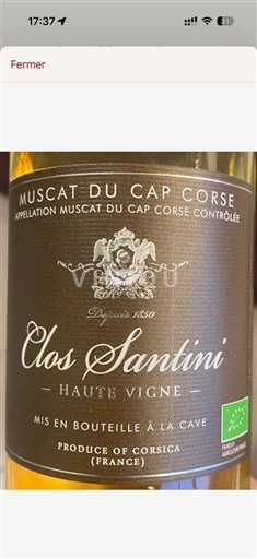 Corse Muscat-du-cap-corse Clos Santini Haute Vigne 2020