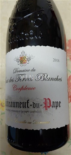 Rhônen laakso Châteauneuf-du-Pape Domaine Haut des Terres Blanches Confidence 2018