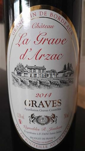 Burdeos Graves Château La Grave Arzac 2014