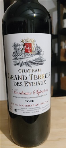 Bordéus Bordeaux Superior Château Grand Terrier des Eyriaux 2020