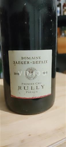 Burgundy Rully Premier Cru Domaine Jaeger-Defaix Préaux 2015