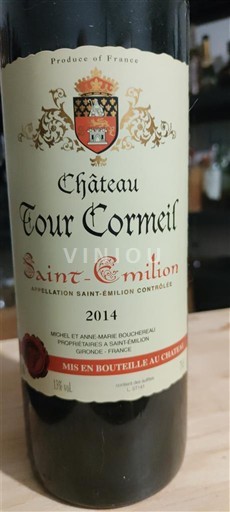 Bordeaux Saint-Émilion Château Tour Cormeill 2014