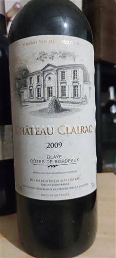 Bordeaux Blaye-Côtes-de-Bordeaux Château Clairac 2009