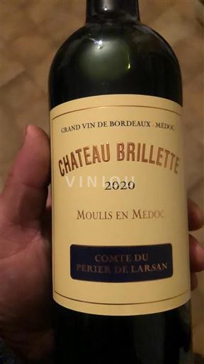 Vin Rouge sec Château Brillette 2020 France Bordeaux Moulis-en-Médoc AOC hve