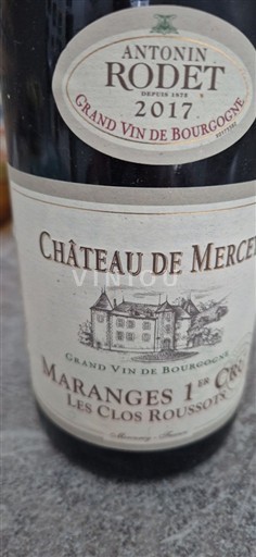 Borgoña No especificado Premier Cru Château Mercey Les Clos Roussots 2017