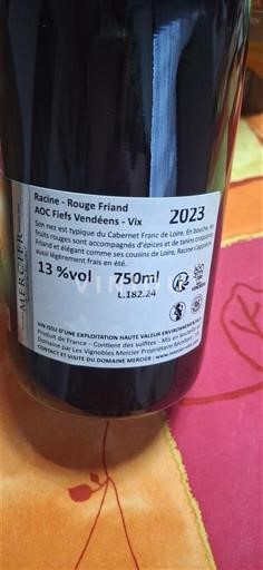 Loire Valley Fiefs Vendéens Domaine Mercier Racine - Rouge Friand 2023