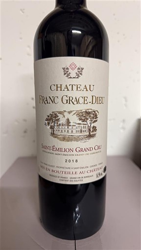 Bordeaux Saint-Émilion Grand Cru Grand Cru Château Franc Grace-Dieu 2018