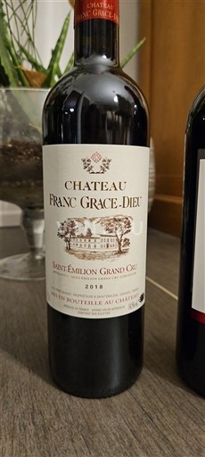 Burdeos Saint-Émilion Gran Cru Grand Cru Château Franc Grace-Dieu 2018