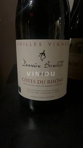 Thung lũng Rhône Côtes-du-rhône Domaine Benedetti Vieilles Vignes 2021