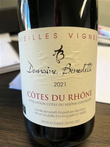 Rhônedalen Côtes du Rhône Domaine Benedetti Vieilles Vignes 2021