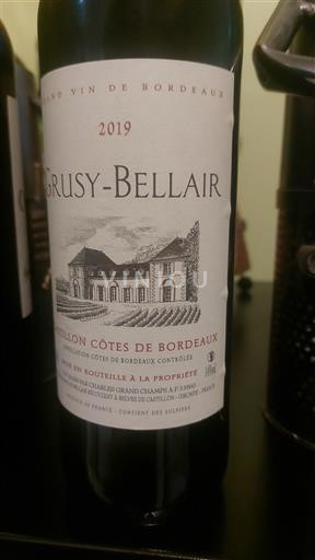 Bordeaux Castillon Côtes de Bordeaux Grusy-Bellair 2019