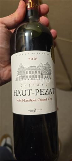 Vin Rouge sec Château Haut-Pezat 2016 France Bordeaux Saint-Émilion Grand Cru AOC Grand Cru