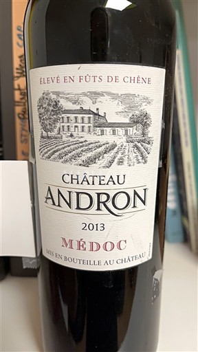 Vin Rouge sec Château Andron 2013 France Bordeaux Médoc AOC