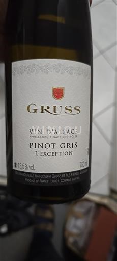 Alsazia Pinot grigio Gruss L'Exception 2016