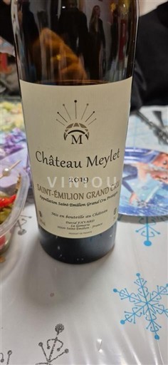 Vin Rouge sec Château Meylet 2019 France Bordeaux Saint-Émilion Grand Cru AOC bio