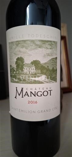 Vin Rouge sec Château Mangot 2016 France Bordeaux Saint-Émilion Grand Cru AOC Grand Cru