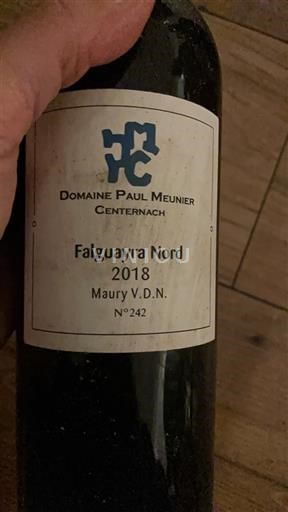 Roussillon Maury Domaine Paul Meunier Centernach Falguayra Nord 2018