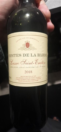Burdeos Lussac-Saint-Émilion Comtes de la Barde 2018