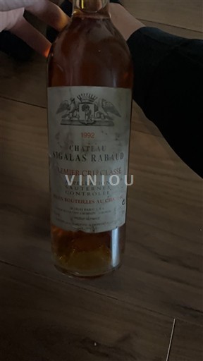 Bordeaux Sauternes Premier Cru Château Sigalas Rabaud 1992