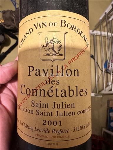 Bordeaux Saint-Julien Château Léoville Poyferré Pavillon des Connetables 2001