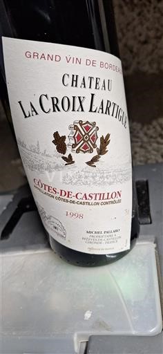 Vin Rouge sec Château La Croix Lartigue 1998 France Bordeaux AOC