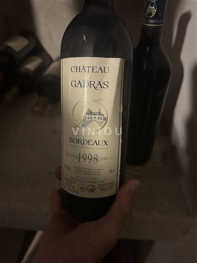 Vin Rouge sec Château Gadras 1998 France Bordeaux AOC