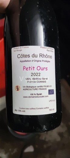 Rhônetal Côtes du Rhône Matthieu Barret Petit Ours 2022
