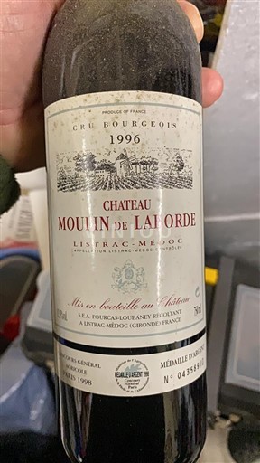 Bordeaux Listrac-Médoc Cru Bourgeois Château Moulin de Lalorde 1996