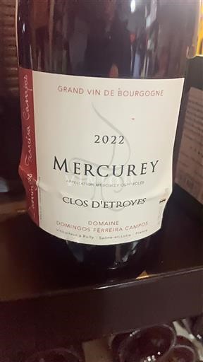 Burgundsko Mercurey Domaine Domingos Ferreira Campos Clos d'Etroyes 2022